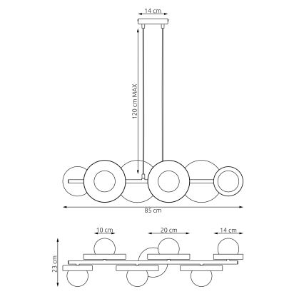 Lustre suspenso em cabo MODEL 6xG9/8W/230V, branco