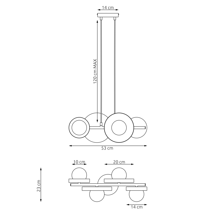 Lustre suspenso em cabo MODELO 4xG9/8W/230V preto