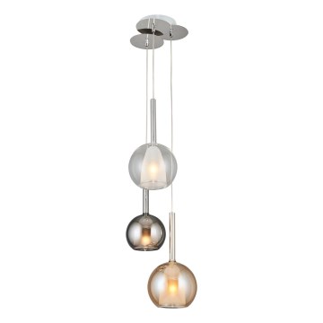 Lustre suspenso em cabo MUSCAT 3xE14/40W/230V fumê/dourado/transparente