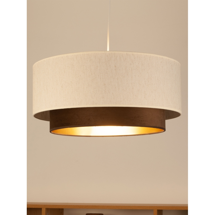 Lustre suspenso em cabo NATIA 1xE27/60W/230V diâmetro 45 cm branco/castanho