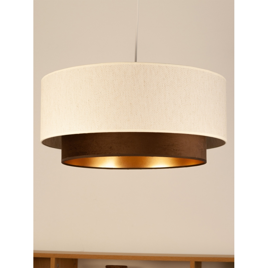 Lustre suspenso em cabo NATIA 1xE27/60W/230V diâmetro 45 cm branco/castanho