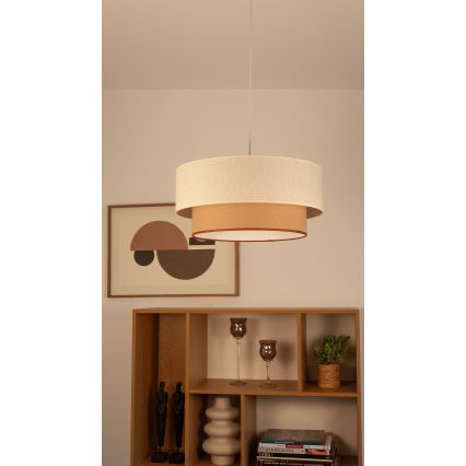 Lustre suspenso em cabo NATIA 1xE27/60W/230V Ø 45 cm branco/castanho
