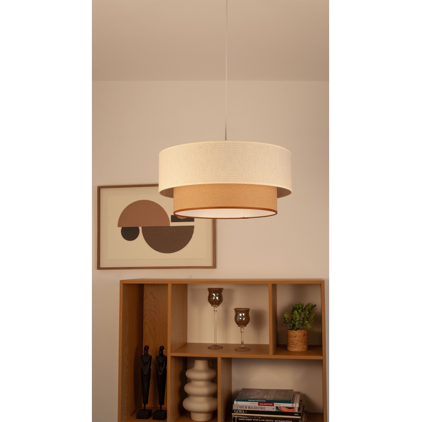 Lustre suspenso em cabo NATIA 1xE27/60W/230V Ø 45 cm branco/castanho