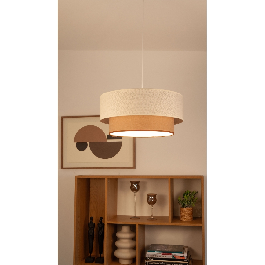 Lustre suspenso em cabo NATIA 1xE27/60W/230V Ø 45 cm branco/castanho