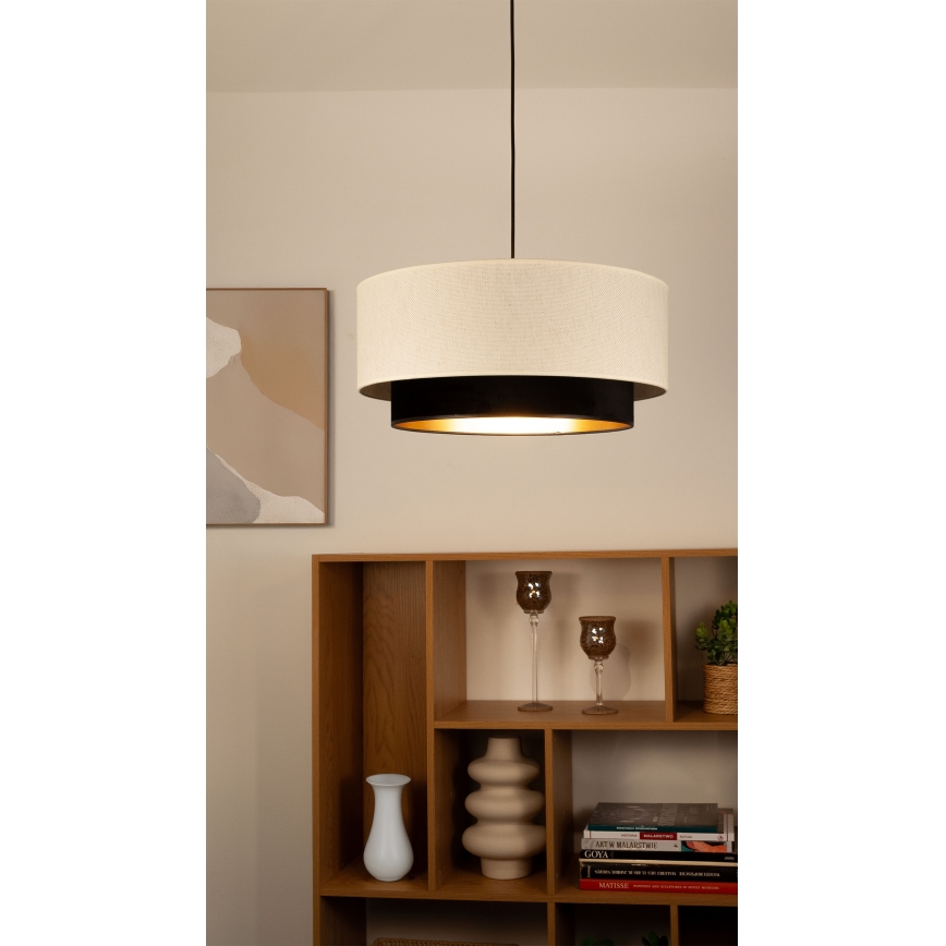 Lustre suspenso em cabo NATIA 1xE27/60W/230V Ø 45 cm branco/preto