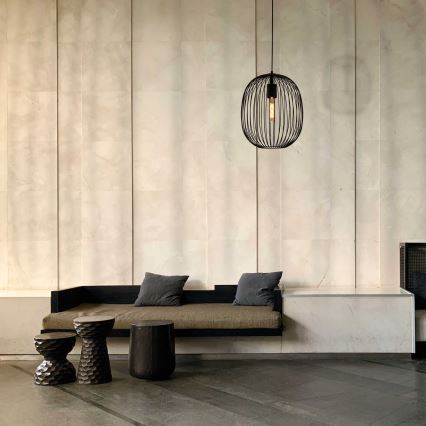 Lustre suspenso em cabo OVELLA 1xE27/15W/230V Ø 34 cm preto
