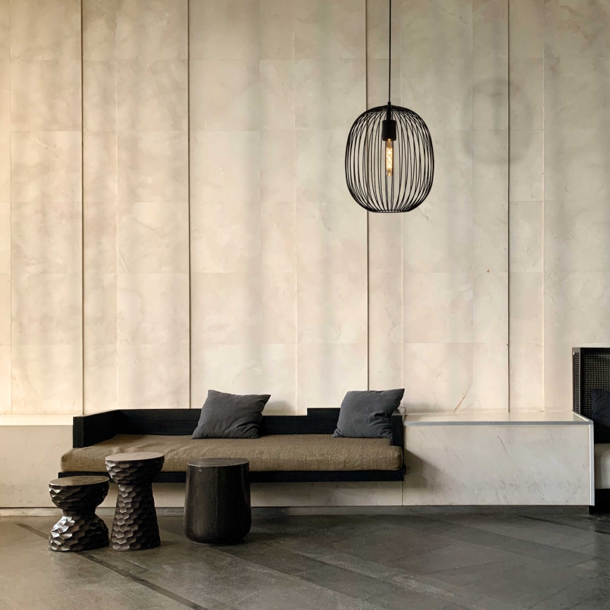 Lustre suspenso em cabo OVELLA 1xE27/15W/230V Ø 34 cm preto