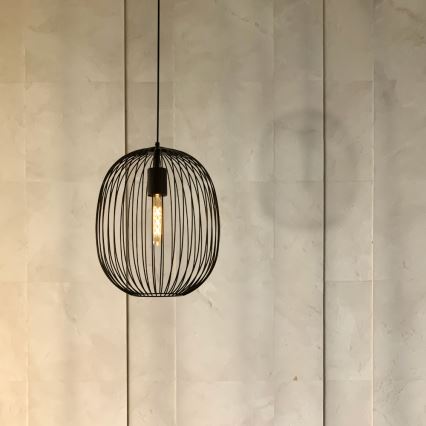 Lustre suspenso em cabo OVELLA 1xE27/15W/230V Ø 34 cm preto