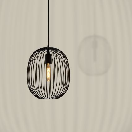 Lustre suspenso em cabo OVELLA 1xE27/15W/230V Ø 34 cm preto
