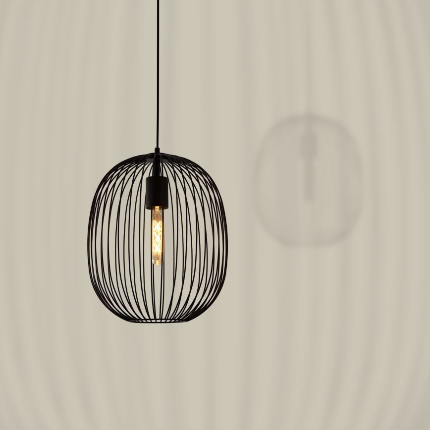 Lustre suspenso em cabo OVELLA 1xE27/15W/230V Ø 34 cm preto