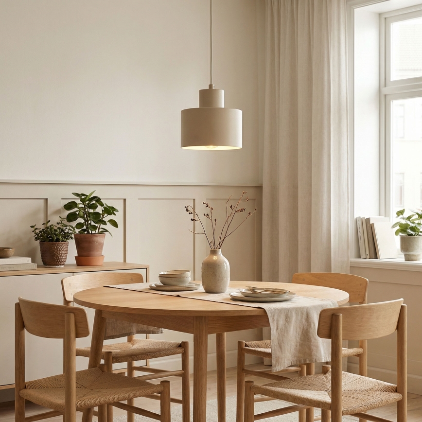Lustre suspenso em cabo PARKLA 1xE27/15W/230V bege