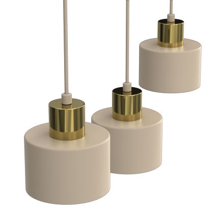 Lustre suspenso em cabo PARKLA 3xE27/15W/230V bege/dourado