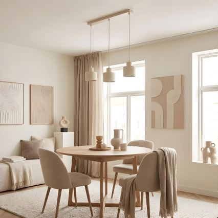 Lustre suspenso em cabo PARKLA 3xE27/15W/230V bege