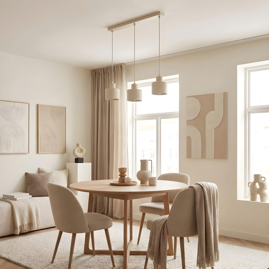 Lustre suspenso em cabo PARKLA 3xE27/15W/230V bege