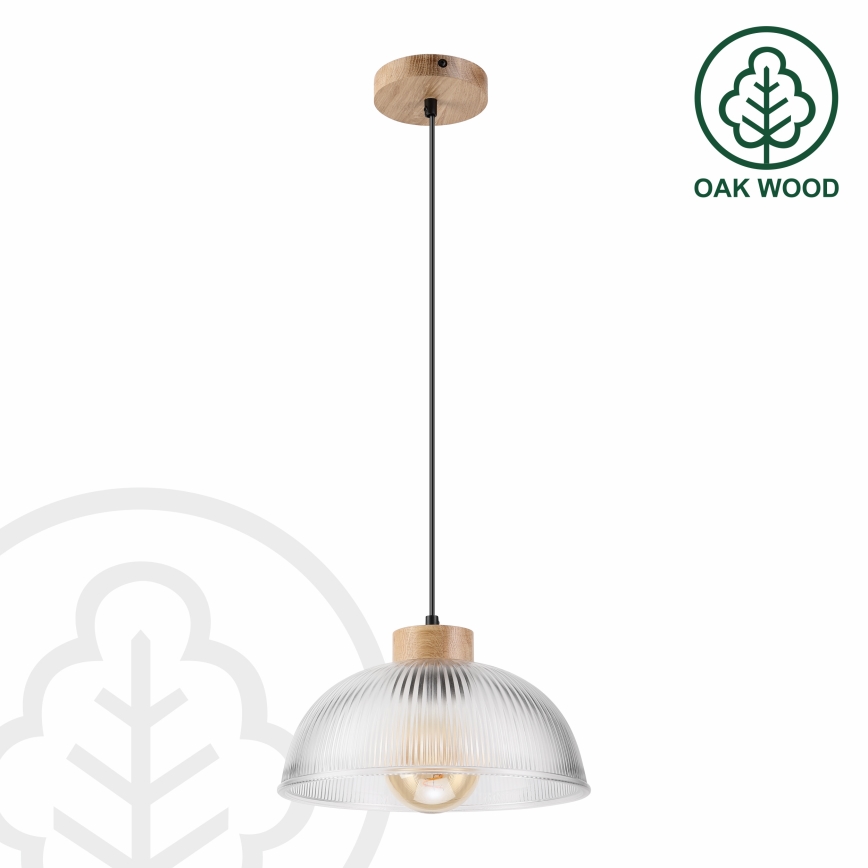 Lustre suspenso em cabo PIA 1xE27/60W/230V, Ø 30 cm, carvalho