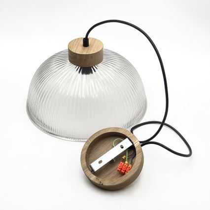 Lustre suspenso em cabo PIA 1xE27/60W/230V, Ø 30 cm, carvalho