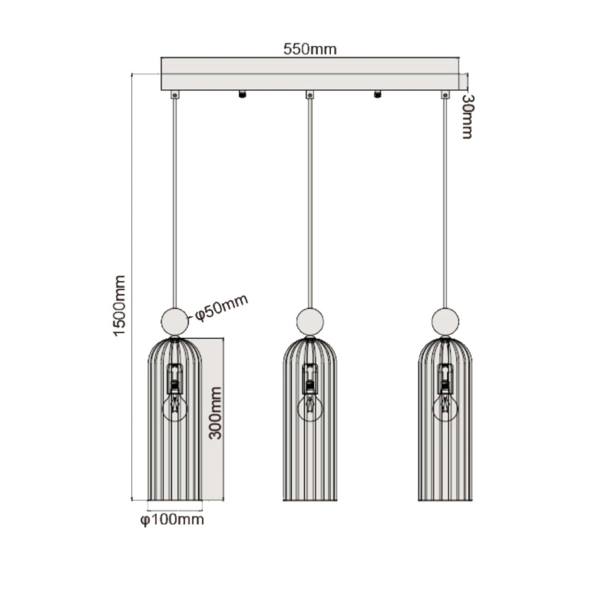Lustre suspenso em cabo PIEGA 3xE14/40W/230V latão/branco