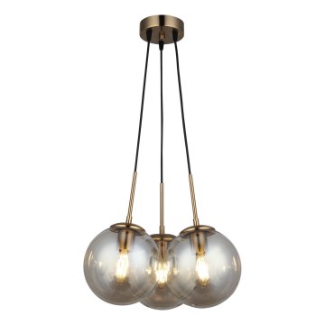 Lustre suspenso em cabo POLINO 3xE27/40W/230V, acabamento em bronze