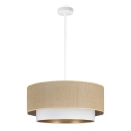 Lustre suspenso em cabo SARTA 1xE27/60W/230V Ø 45 cm branco/juta
