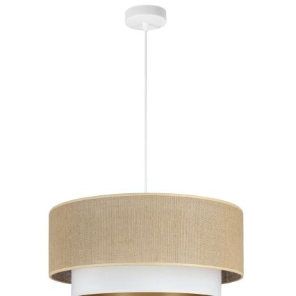 Lustre suspenso em cabo SARTA 1xE27/60W/230V Ø 45 cm branco/juta