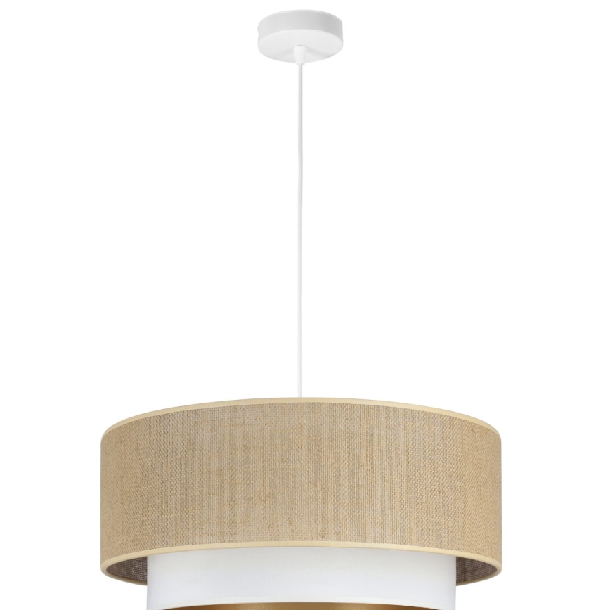 Lustre suspenso em cabo SARTA 1xE27/60W/230V Ø 45 cm branco/juta