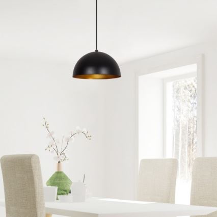 Lustre suspenso em cabo SIVANI 1xE27/40W/230V Ø 30 cm preto/cobre