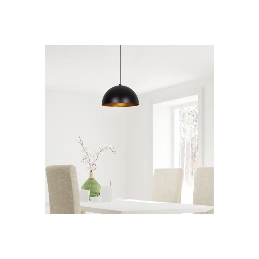 Lustre suspenso em cabo SIVANI 1xE27/40W/230V Ø 30 cm preto/cobre