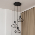 Lustre suspenso em cabo SOLANO 3xE27/15W/230V preto/cromo brilhante