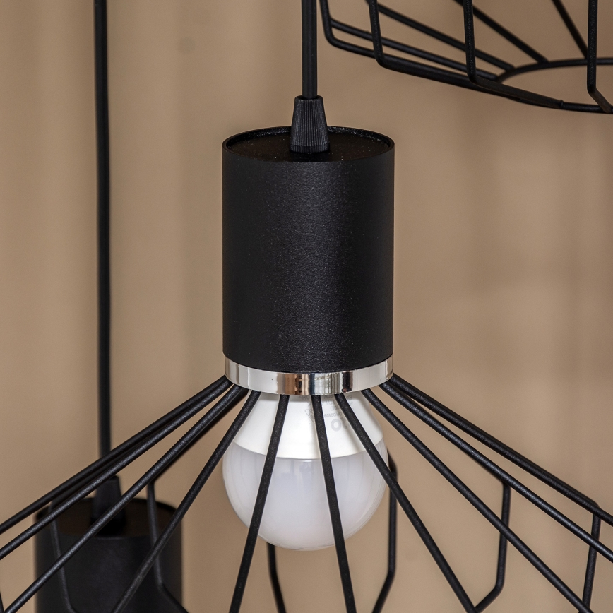 Lustre suspenso em cabo SOLANO 3xE27/15W/230V preto/cromo brilhante
