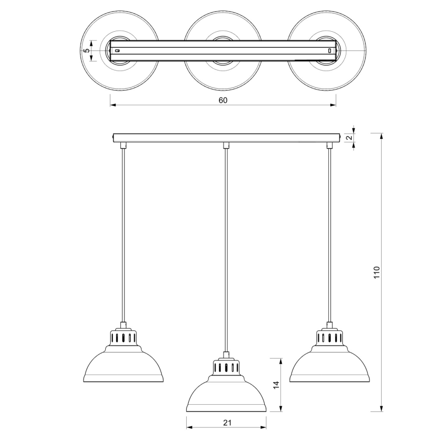 Lustre suspenso em cabo SVEN 3xE27/15W/230V creme