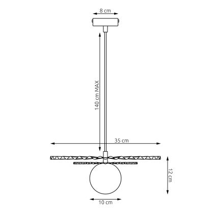 Lustre suspenso em cabo UMBRA 1xG9/8W/230V preto/vermelho