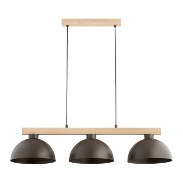 Lustre suspenso em cabo VERTA 3xE27/15W/230V castanho/bege