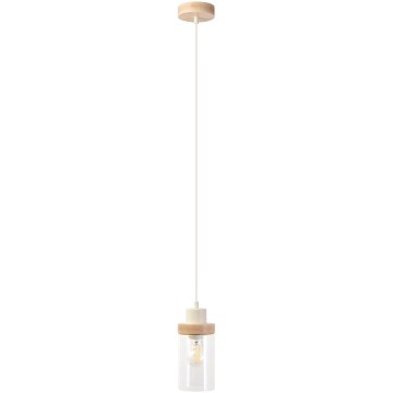 Lustre suspenso em cabo WOODNEST 1xE27/15W/230V pinho/creme