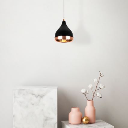 Lustre suspenso em cabo YILDO 1xE27/40W/230V preto/cobre