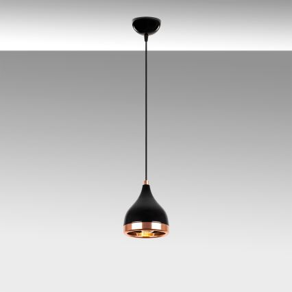 Lustre suspenso em cabo YILDO 1xE27/40W/230V preto/cobre