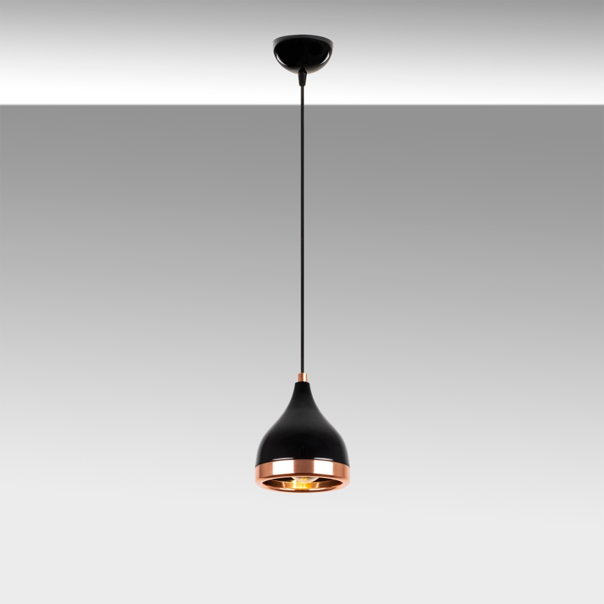 Lustre suspenso em cabo YILDO 1xE27/40W/230V preto/cobre
