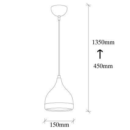 Lustre suspenso em cabo YILDO 1xE27/40W/230V preto/cobre