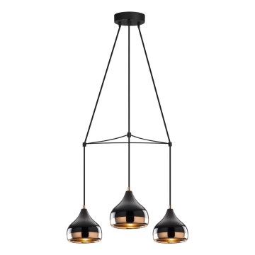 Lustre suspenso em cabo YILDO 3xE27/40W/230V preto/cobre