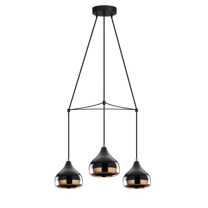 Lustre suspenso em cabo YILDO 3xE27/40W/230V preto/cobre