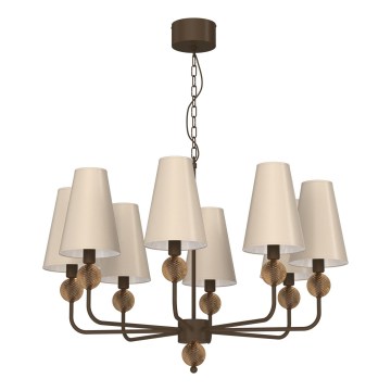 Lustre suspenso em corrente GRENADA 8xE14/15W/230V bege