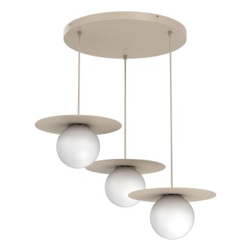 Lustre suspenso FLAT 3xE27/15W/230V bege