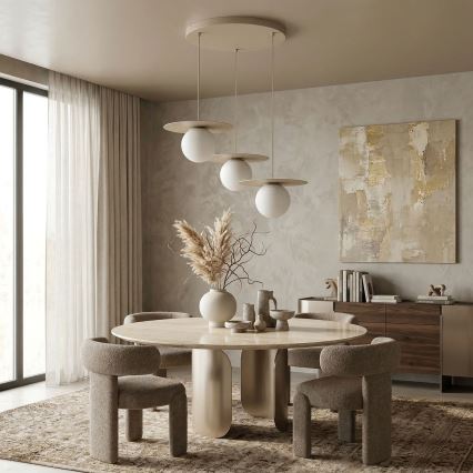 Lustre suspenso FLAT 3xE27/15W/230V bege