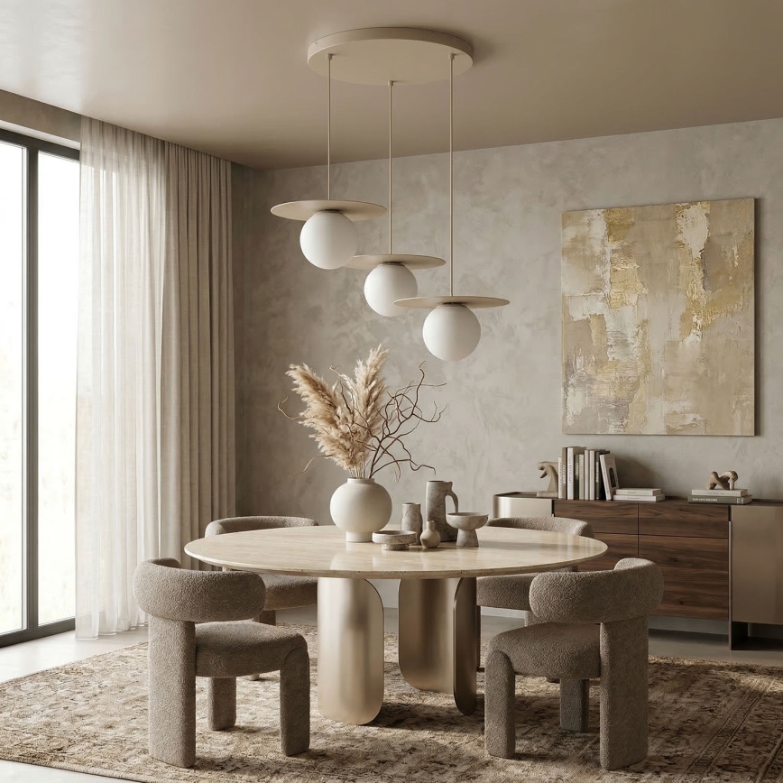 Lustre suspenso FLAT 3xE27/15W/230V bege