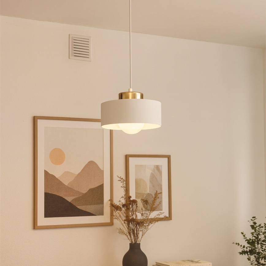Lustre suspenso IGNIA com cabo 1xE27/60W/230V branco/dourado