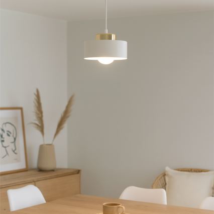 Lustre suspenso IGNIA com cabo 1xE27/60W/230V branco/dourado