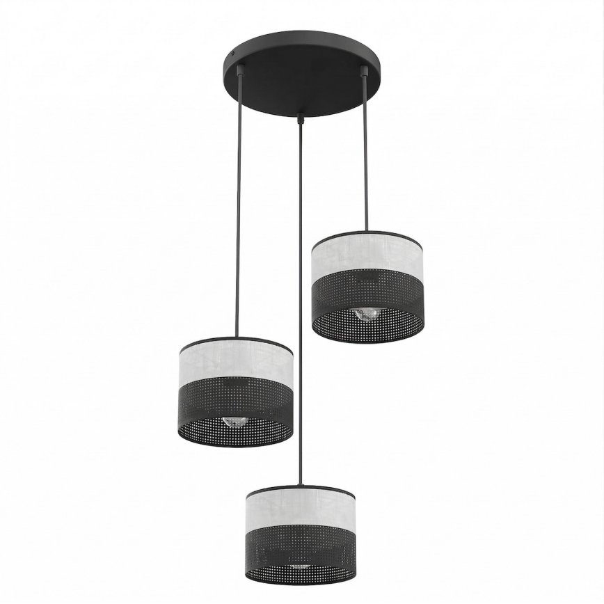 Lustre suspenso KARBON 3xE27/15W/230V preto/cinzento