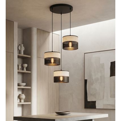 Lustre suspenso KARBON 3xE27/15W/230V preto/cinzento