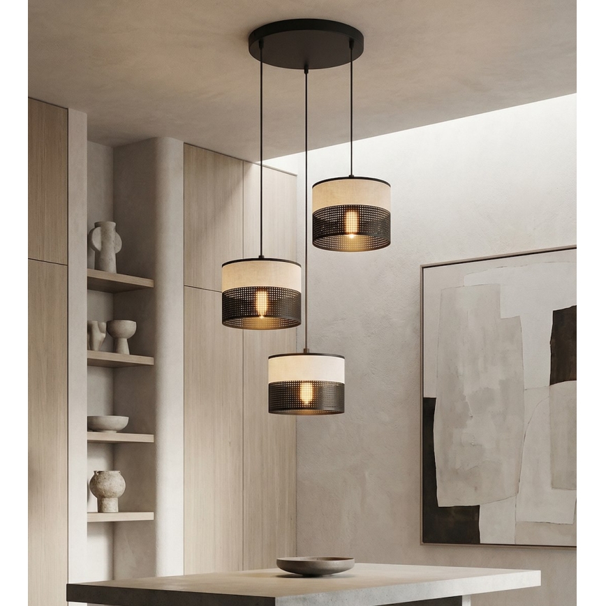 Lustre suspenso KARBON 3xE27/15W/230V preto/cinzento
