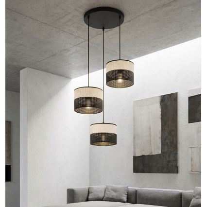 Lustre suspenso KARBON 3xE27/15W/230V preto/cinzento