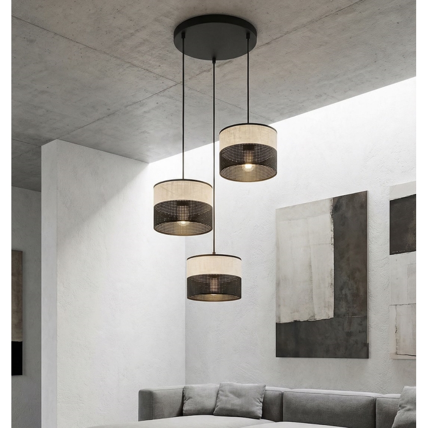 Lustre suspenso KARBON 3xE27/15W/230V preto/cinzento
